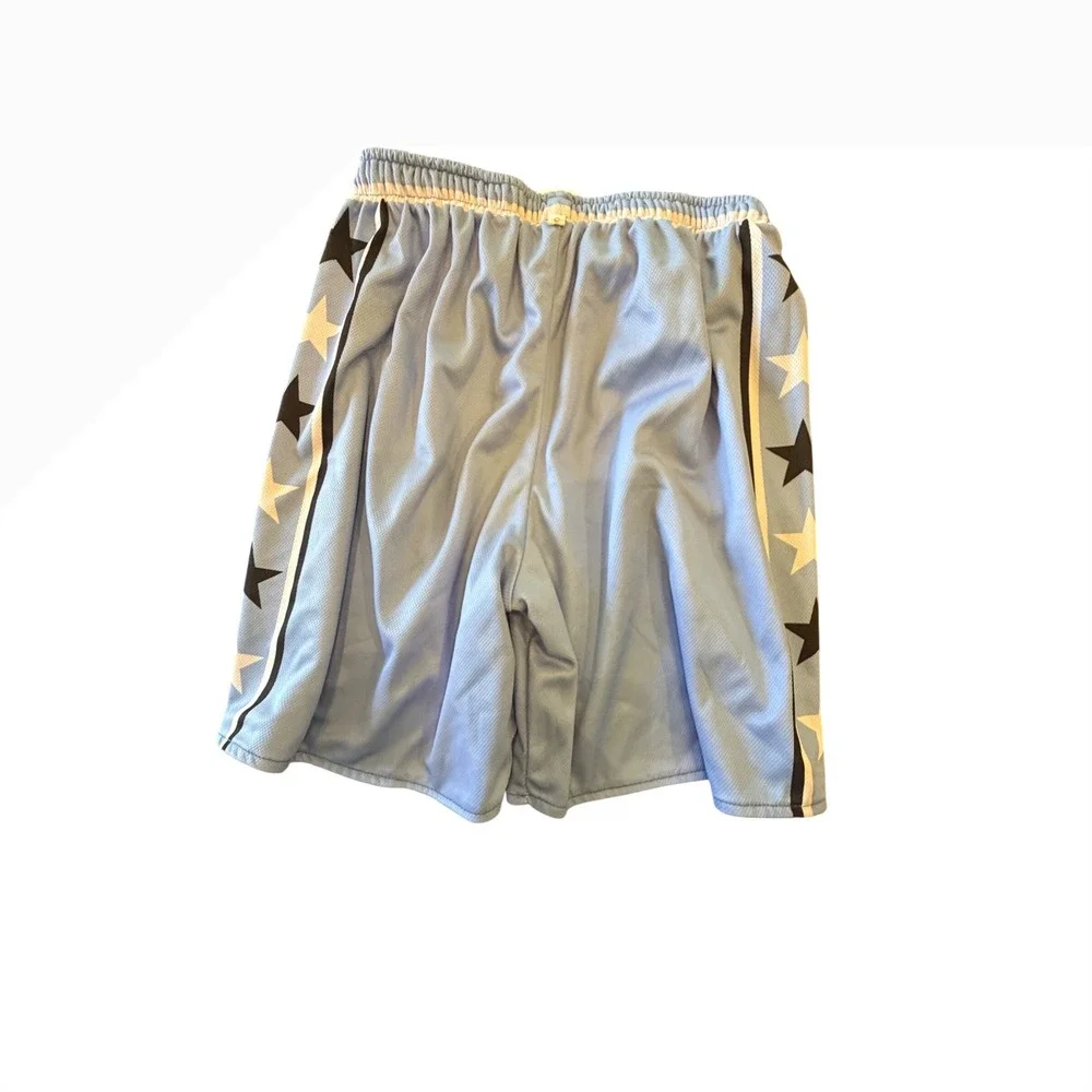 Nike vtg John Wall JW? UNC? Reversible Basketball Shorts White Light Blue‎ Stars